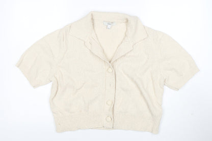 Marks and Spencer Women Beige Collared Button Knit Cardigan L