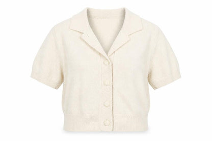Marks and Spencer Women Beige Collared Button Knit Cardigan L