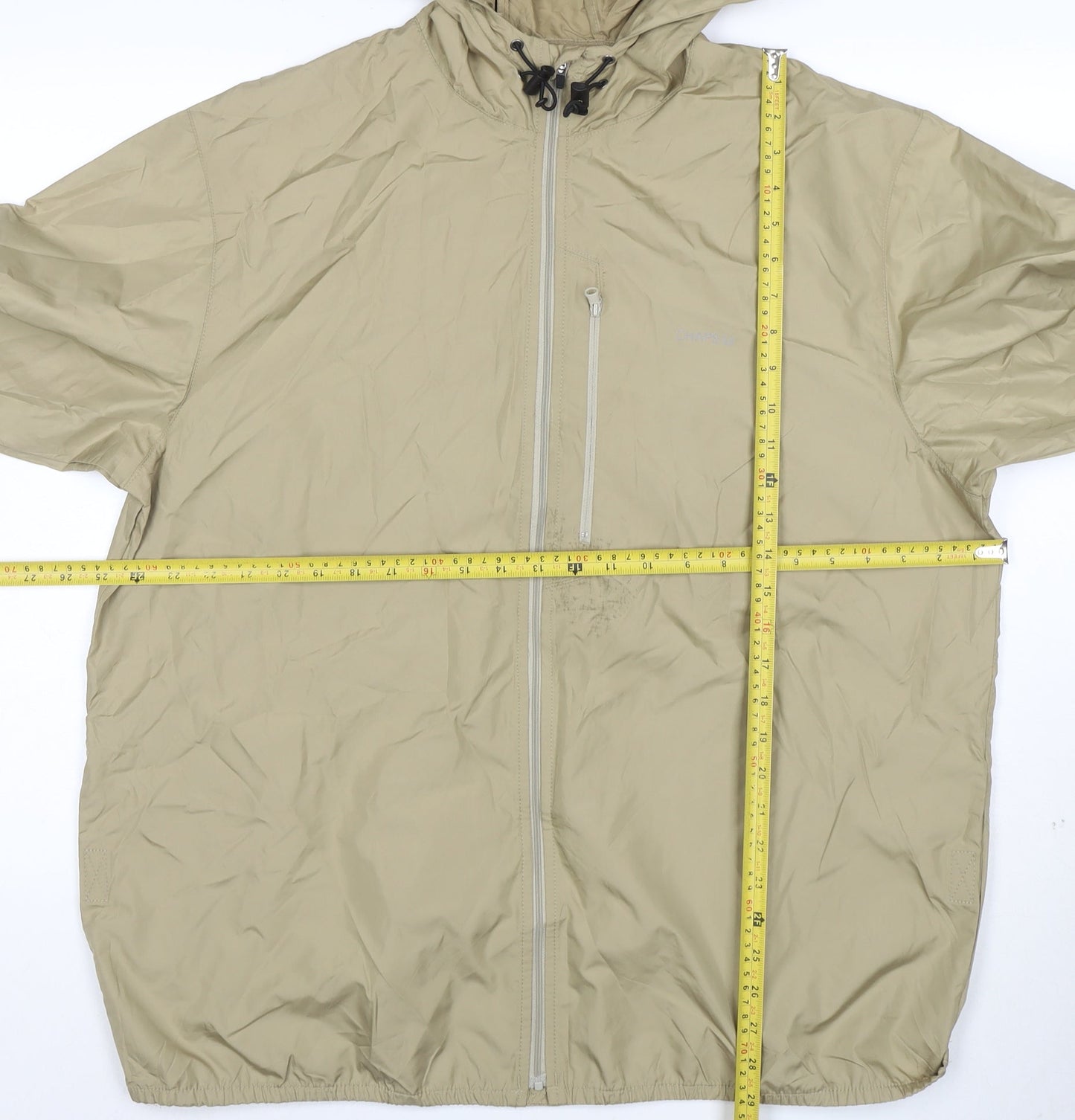 Chaps Men's Beige XL Hooded Windbreaker Jacket Polyester