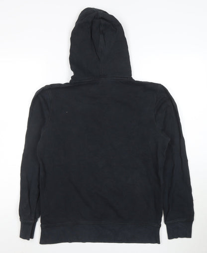 Jack & Jones Mens Black Pullover Hoodie Small Graphic Print