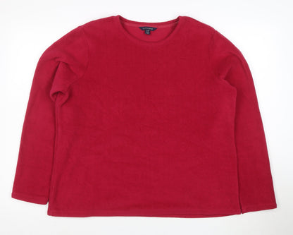 Lands' End Womens Red Fleece Pullover Sweatshirt Size L 14-16