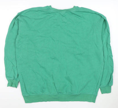 Sugarhill Brighton Women Green Flamingo Embroidered Pullover Sweatshirt Size M