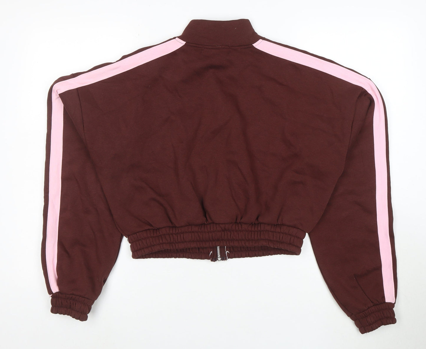 EGO Womens Brown Pink Full Zip Hoodie Size 12 Cotton Blend