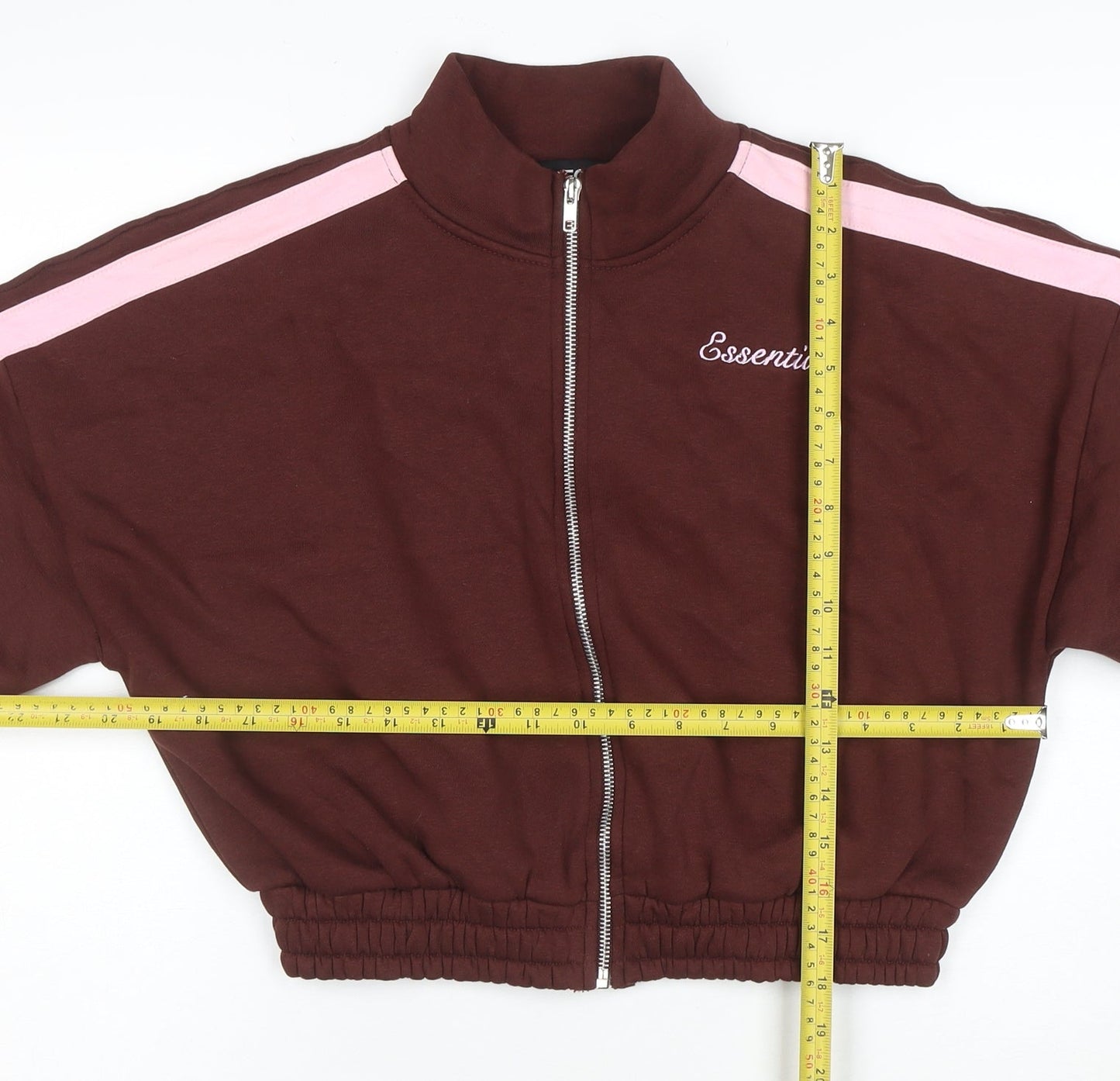 EGO Womens Brown Pink Full Zip Hoodie Size 12 Cotton Blend