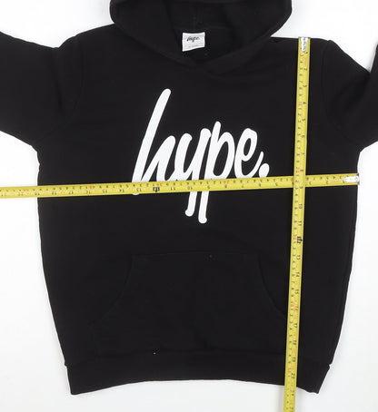 Hype Boys Black Pullover Hoodie 13 Years Cotton Blend Graphic Print