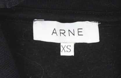 ARNE Womens Black XS Pullover Hoodie Cotton Blend Casual