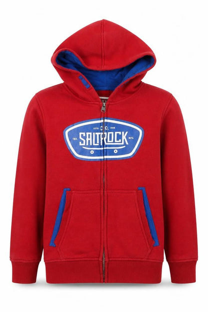 Saltrock Boys Red Full Zip Hoodie Size 7-8 Years Cotton Blend