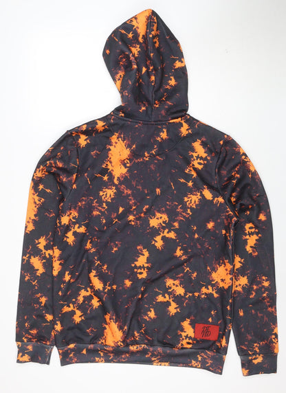 DFND Men’s Black Orange Pullover Hoodie Medium Polyester Graphic Print