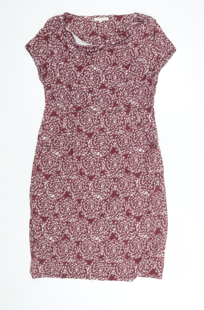 White Stuff Women Red Floral Jersey Bodycon Dress UK 12