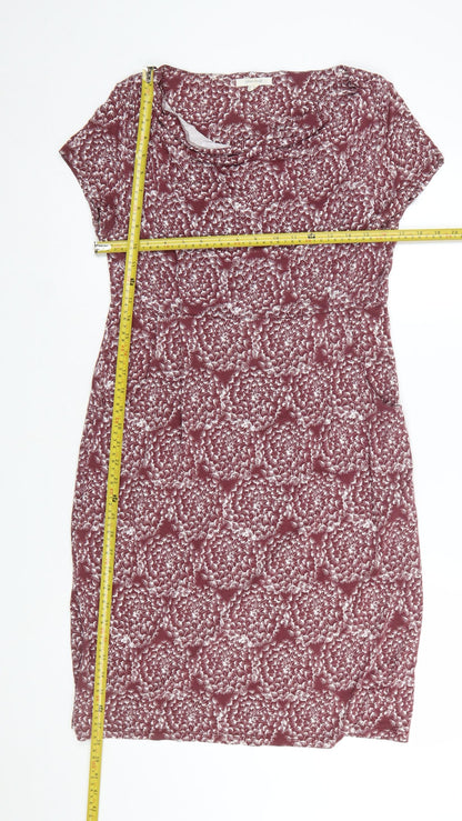 White Stuff Women Red Floral Jersey Bodycon Dress UK 12