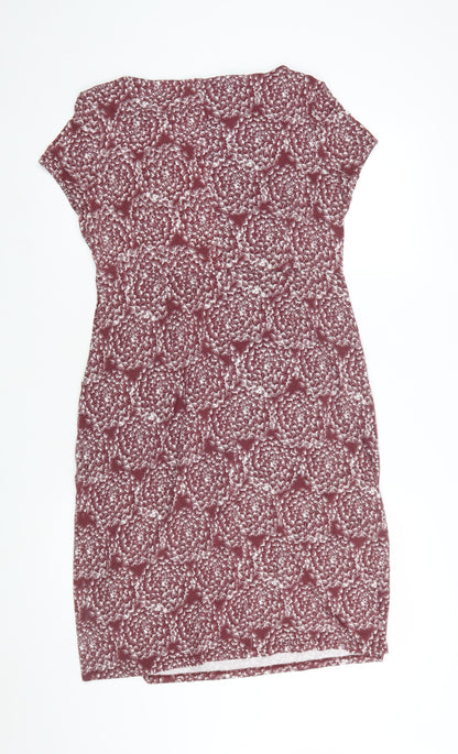 White Stuff Women Red Floral Jersey Bodycon Dress UK 12