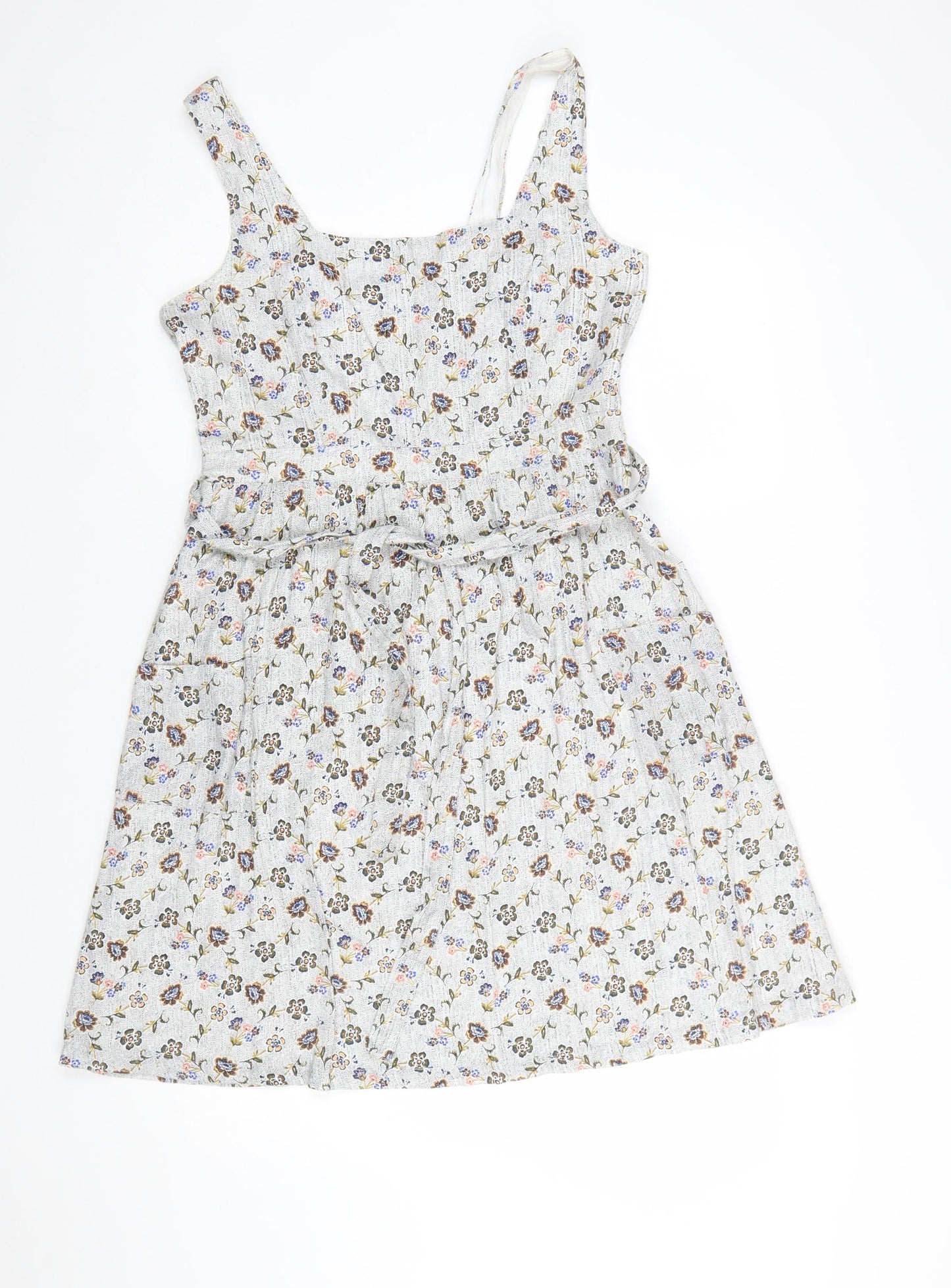 FatFace Women's Ivory Floral Cotton A-Line Dress Size 12
