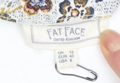 FatFace Women's Ivory Floral Cotton A-Line Dress Size 12