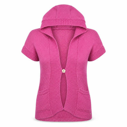 White Stuff Women's Pink Hooded Short Sleeve Cardigan Size S