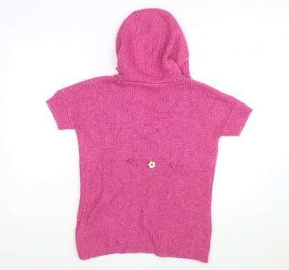 White Stuff Women's Pink Hooded Short Sleeve Cardigan Size S