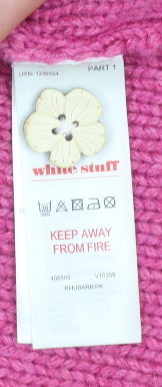 White Stuff Women's Pink Hooded Short Sleeve Cardigan Size S