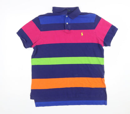 Polo Ralph Lauren Men's Multicoloured Striped L Cotton Polo Shirt