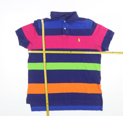 Polo Ralph Lauren Men's Multicoloured Striped L Cotton Polo Shirt