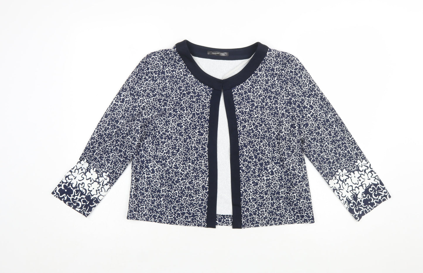 Barbara Lebek Women's Blue Floral Jersey Tunic Blouse Size 12