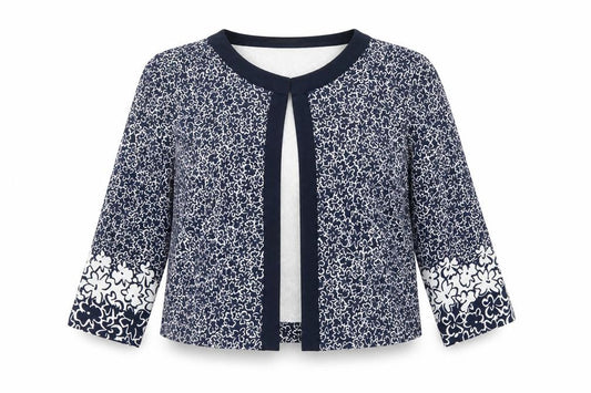 Barbara Lebek Women's Blue Floral Jersey Tunic Blouse Size 12