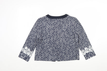 Barbara Lebek Women's Blue Floral Jersey Tunic Blouse Size 12