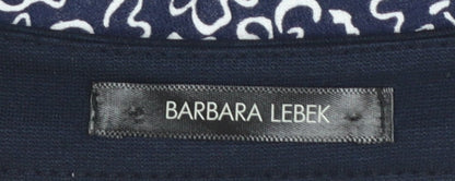 Barbara Lebek Women's Blue Floral Jersey Tunic Blouse Size 12