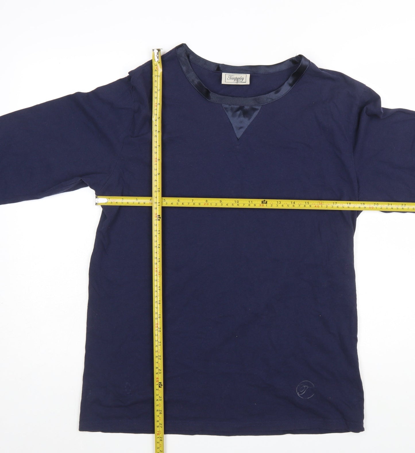 Temperley London Women’s Blue Long Sleeve Cotton Crew Neck Top M