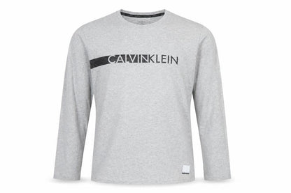 Calvin Klein Men's Grey Long Sleeve Crew Neck Cotton T-Shirt M