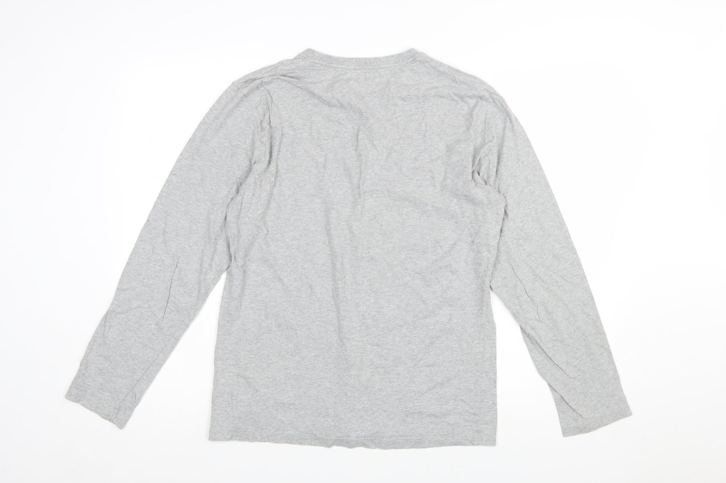 Calvin Klein Men's Grey Long Sleeve Crew Neck Cotton T-Shirt M