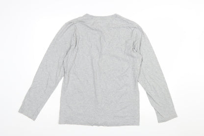 Calvin Klein Men's Grey Long Sleeve Crew Neck Cotton T-Shirt M
