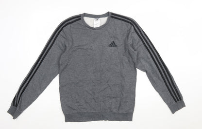 Adidas Men's Grey Pullover Sweatshirt S Crew Neck Sports Fleece