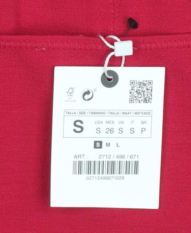 Zara Women Red Camisole Crop Top S Sweetheart Neck Jersey