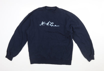 Lee Men's Blue Crew Neck Logo Sweatshirt Size L