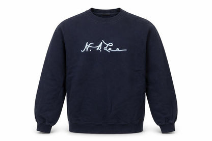 Lee Men's Blue Crew Neck Logo Sweatshirt Size L