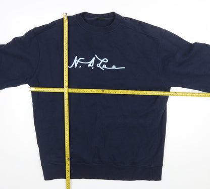Lee Men's Blue Crew Neck Logo Sweatshirt Size L