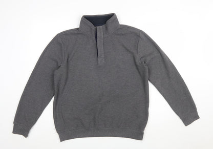 Altinyildiz Classics Men's Grey M High Neck Henley Sweatshirt