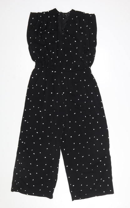 Armani Exchange Women’s Black Polka Dot Sleeveless Wide-Leg Jumpsuit Size 12