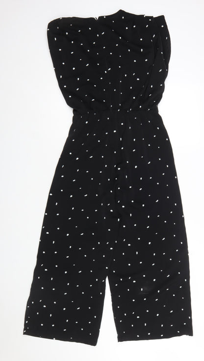 Armani Exchange Women’s Black Polka Dot Sleeveless Wide-Leg Jumpsuit Size 12