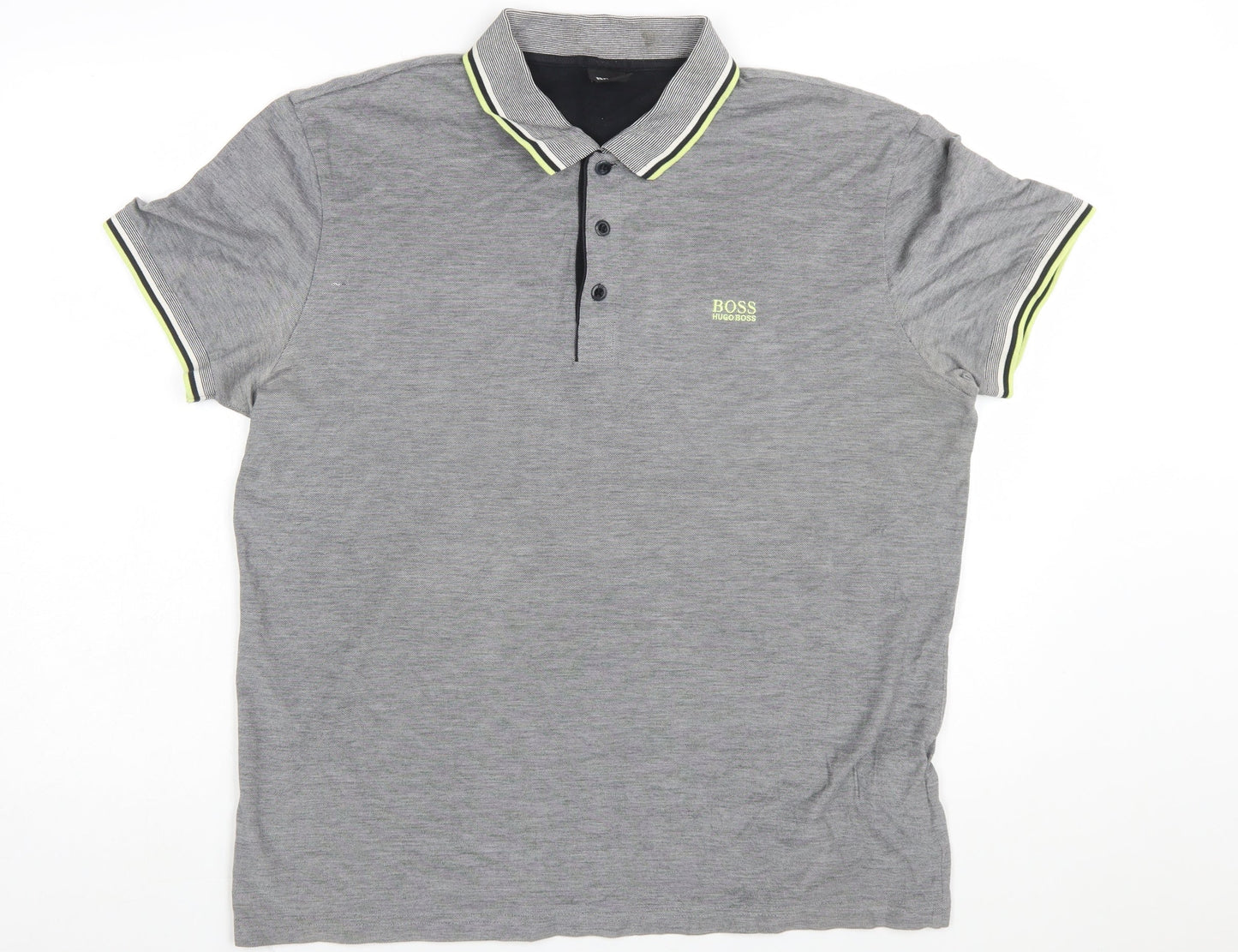 Hugo Boss Men’s Grey 2XL Polo Shirt Cotton Logo Short Sleeve