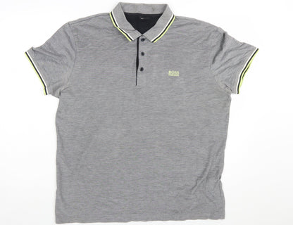 Hugo Boss Men’s Grey 2XL Polo Shirt Cotton Logo Short Sleeve