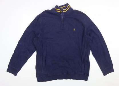 Polo Ralph Lauren Men's Blue XL 1/4 Zip Sweatshirt Mock Neck
