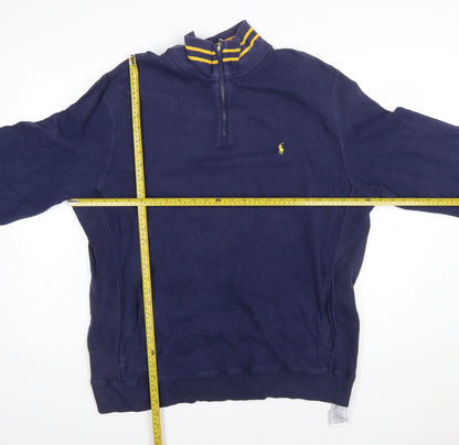 Polo Ralph Lauren Men's Blue XL 1/4 Zip Sweatshirt Mock Neck