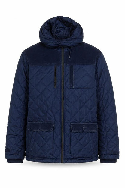 Nicholas Deakins Men's Blue Quilted Hooded Jacket XL