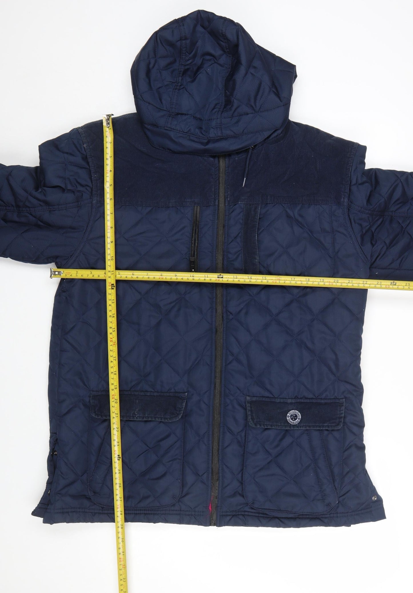 Nicholas Deakins Men's Blue Quilted Hooded Jacket XL