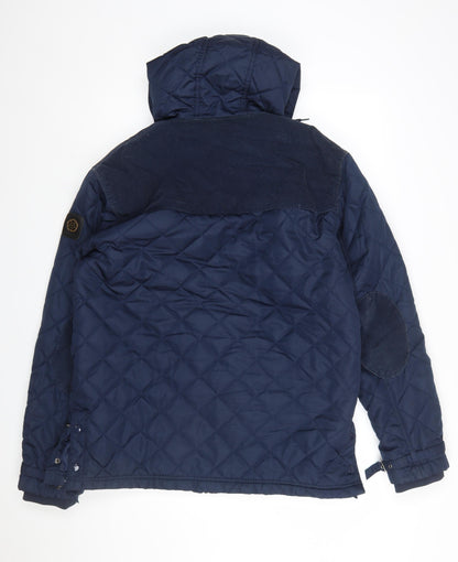 Nicholas Deakins Men's Blue Quilted Hooded Jacket XL