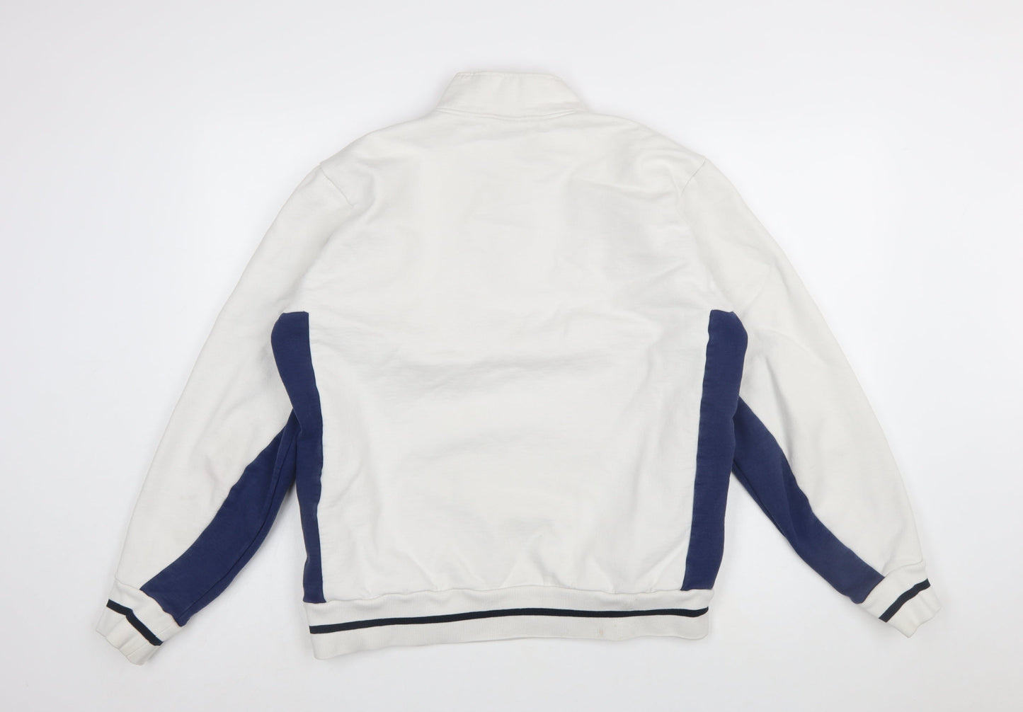 Hélas Men's White 1/4 Zip Cotton Sweatshirt L Regular Fit