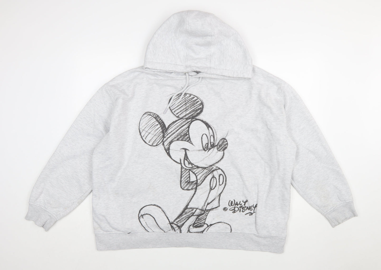 Disney Women Grey Mickey Mouse Hooded Sweatshirt 2XL