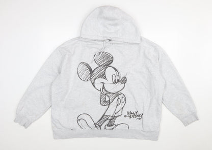 Disney Women Grey Mickey Mouse Hooded Sweatshirt 2XL