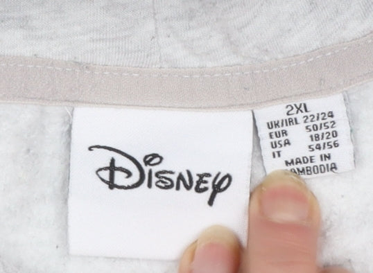 Disney Women Grey Mickey Mouse Hooded Sweatshirt 2XL