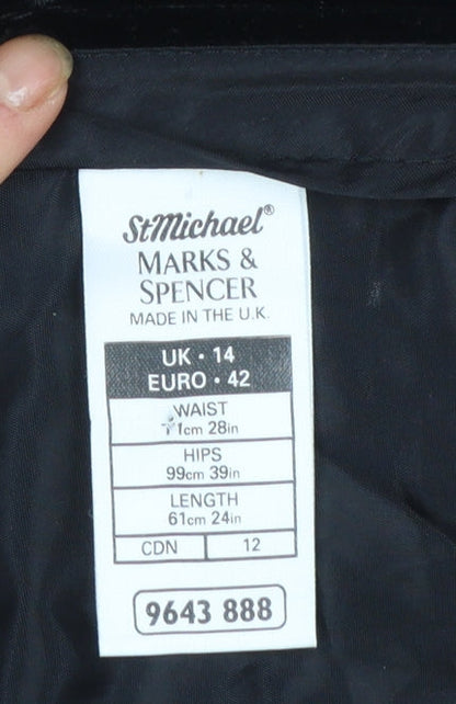 Marks and Spencer Women’s Black Size 14 Pencil Skirt Lined Stretch